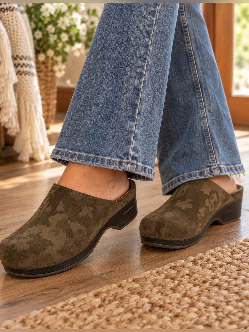 Dansko Professional Camo Suede Clogs Size 41 / US 10.5-11 Olive Green Brown-Rare